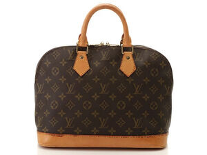 LOUIS VUITTON Alma Monogram Handbag Leather Brown
